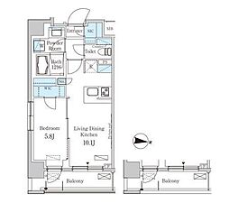パークアクシス東高円寺 1LDKの間取図画像