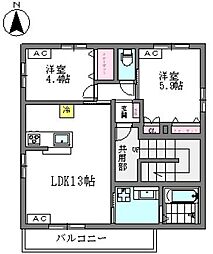 ヘーベル中野 1LDKの間取図画像