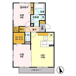 コモレビ大蔵F 2LDKの間取図画像