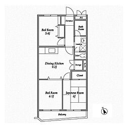 ウィステリア二子玉川 3DKの間取図画像