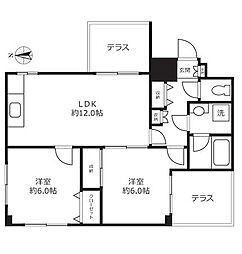 スカイハイツゆうな 2LDKの間取図画像