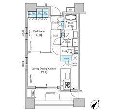 パークアクシス幡ヶ谷 1LDKの間取図画像