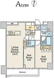 クレストコート中野富士見町 2LDKの間取図画像