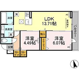 グラナーデ高井戸東 2LDKの間取図画像