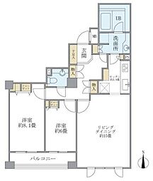 アパートメンツ東山 2LDKの間取図画像
