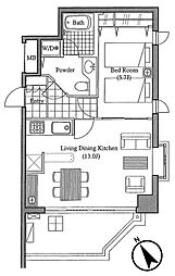 LANAIクラシックタワーガーデンヴュー 1LDKの間取図画像