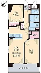 シモンズ中野 2LDKの間取図画像
