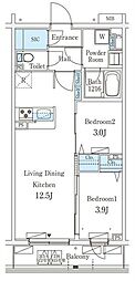 テラス杉並方南町 2LDKの間取図画像