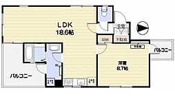 ハレモアナ大岡山 1LDKの間取図画像
