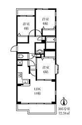 世田谷桜丘グレイスコート 3LDKの間取図画像