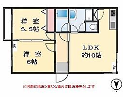 シャトレ都立大 2LDKの間取図画像