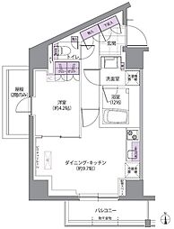 IVYWEST 1DKの間取図画像