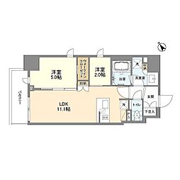 クレストコート東中野 2LDKの間取図画像