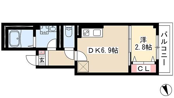 エテルノ幅下 ｜愛知県名古屋市西区幅下1丁目(賃貸マンション1DK・4階・28.50㎡)の写真 その2