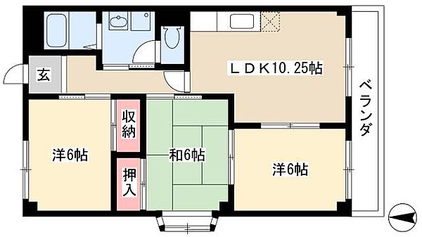 HKハイツ ｜愛知県名古屋市中川区供米田2丁目(賃貸マンション3LDK・3階・62.37㎡)の写真 その2