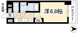 ディアレイシャス名古屋太閤通III 12階1Kの間取り