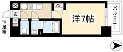 ディアレイシャス名古屋太閤通III 11階1Kの間取り