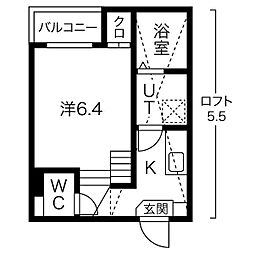 エスハウス 1階1Kの間取り