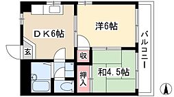 トレンディーイマII 4階2DKの間取り