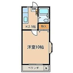 コーポニシベ 3階1Kの間取り