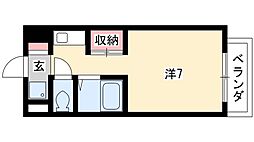 メゾン・ド・カルティエ 4階ワンルームの間取り