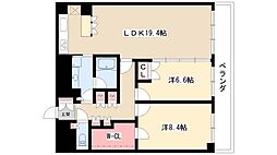 グラン・アベニュー名駅 7階2LDKの間取り