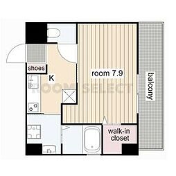 K.build 2階1Kの間取り