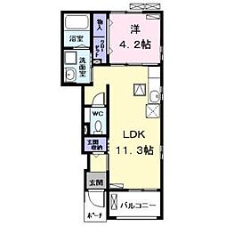 フィオーレ 1階1LDKの間取り