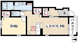 ラ　レーヌ（La　Reine） 1階1LDKの間取り