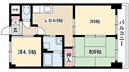 サン花塚 3階3LDKの間取り
