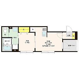 プルミエール白子町 1階1DKの間取り