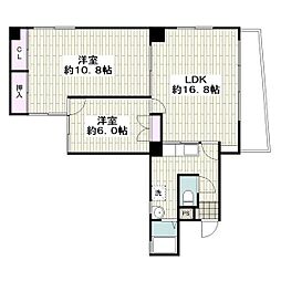 タウンズ幅下 2階2LDKの間取り