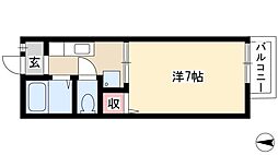 サクラハウス 2階1Kの間取り