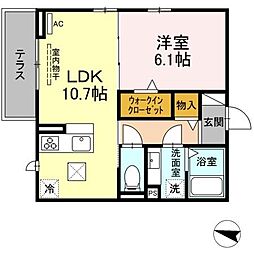 メゾンクレセントII八田 3階1LDKの間取り