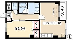 サンテラス 3階1LDKの間取り