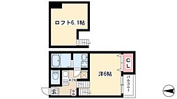シャルムコーポ尾頭橋 1Kの間取図画像
