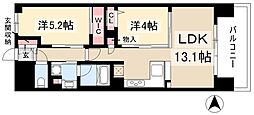 プレサンスロジェ名古屋駅ノースフロント 2LDKの間取図画像