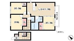 ルミエールA 3LDKの間取図画像