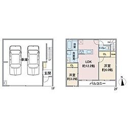 GCOLOR木田申尾 2階2LDKの間取り