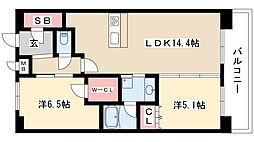 ファミリアーレ名駅レジデンス 2LDKの間取図画像