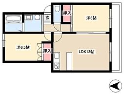トレインドハウス山清 2LDKの間取図画像