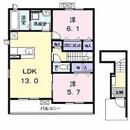 Le reve(ルレーブ) 2LDKの間取図画像