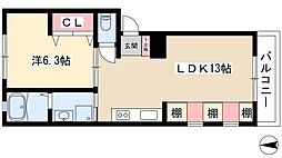 ボンジュール 1LDKの間取図画像