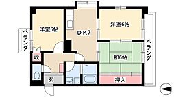 セントラルみのりハイツ 3DKの間取図画像
