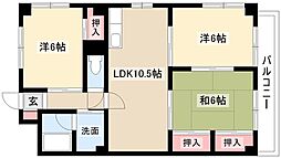 サンライトマンション3西棟 3LDKの間取図画像