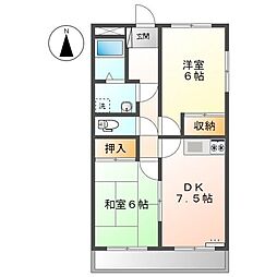 ラブリーハウス・2番館 2DKの間取図画像