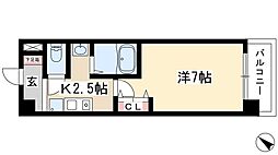 パークフラッツ金山 1Kの間取図画像