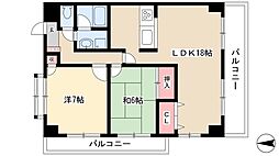 サニーハイツ林 2LDKの間取図画像