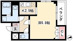 シェルル万場 1Kの間取図画像