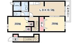 サンライズ 2LDKの間取図画像